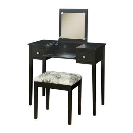 LINON HOME DECOR PRODUCTS Vanity Set Black With Butterfly Bench Black 98135BLKX-01-KD-U